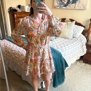 Button Down Floral Long Sleeve Dress